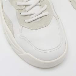 Pre Owned Valentino White Leather and Suede Sneakers Size 42