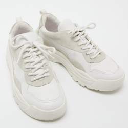 Pre Owned Valentino White Leather and Suede Sneakers Size 42