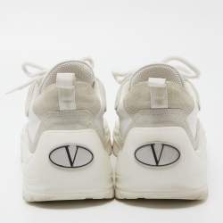 Pre Owned Valentino White Leather and Suede Sneakers Size 42