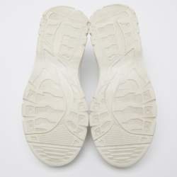 Pre Owned Valentino White Leather and Suede Sneakers Size 42