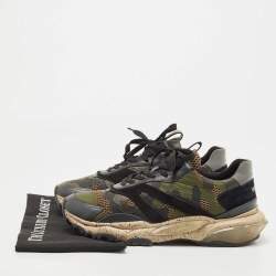 Pre Owned Valentino Multicolor Suede and Leather Camouflage Bounce Trainer Sneakers Size 41.5