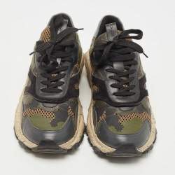 Pre Owned Valentino Multicolor Suede and Leather Camouflage Bounce Trainer Sneakers Size 41.5