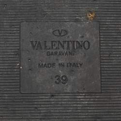 Valentino Black Leather and Canvas VLTN Sandals Size 39