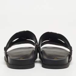 Valentino Black Leather and Canvas VLTN Sandals Size 39