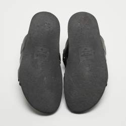 Valentino Black Leather and Canvas VLTN Sandals Size 39