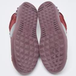 Valentino Burgundy Suede and Leather Low Top Sneakers Size 42