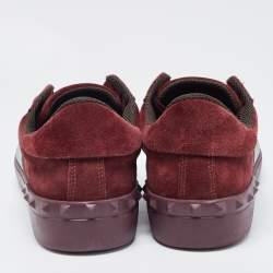 Valentino Burgundy Suede and Leather Low Top Sneakers Size 42