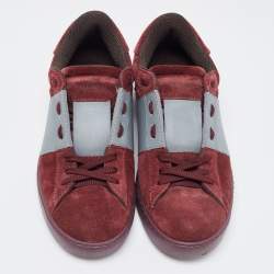 Valentino Burgundy Suede and Leather Low Top Sneakers Size 42