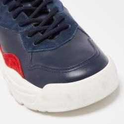Valentino Blue/Red Suede And Leather Gumboy Low Top Sneakers Size 39