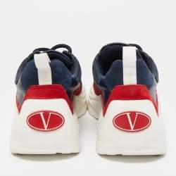 Valentino Blue/Red Suede And Leather Gumboy Low Top Sneakers Size 39