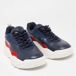 Valentino Blue/Red Suede And Leather Gumboy Low Top Sneakers Size 39