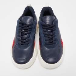 Valentino Blue/Red Suede And Leather Gumboy Low Top Sneakers Size 39