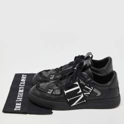 Valentino Black/White Leather VLTN Rockstud Low Top Sneakers Size 43