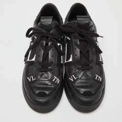 Valentino Black/White Leather VLTN Rockstud Low Top Sneakers Size 43