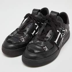 Valentino Black/White Leather VLTN Rockstud Low Top Sneakers Size 43