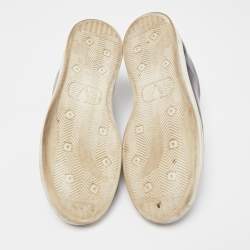 Pre Owned Valentino Black Leather V Logo Low Top Sneakers Size 42