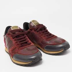 Pre Owned Valentino Multicolor Leather and Suede Rockstud Sneakers Size 43