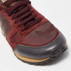 Pre Owned Valentino Multicolor Leather and Suede Rockstud Sneakers Size 43