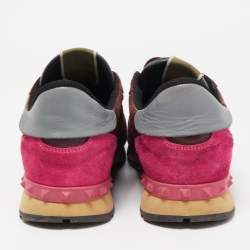 Pre Owned Valentino Multicolor Leather and Suede Rockstud Sneakers Size 43