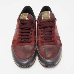 Pre Owned Valentino Multicolor Leather and Suede Rockstud Sneakers Size 43