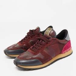 Pre Owned Valentino Multicolor Leather and Suede Rockstud Sneakers Size 43