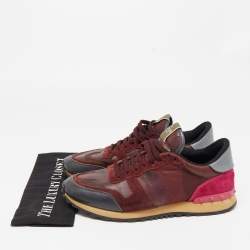 Pre Owned Valentino Multicolor Leather and Suede Rockstud Sneakers Size 43
