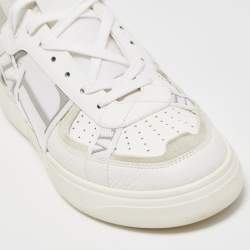 Valentino White Leather Low Top Open Sneakers Size 43