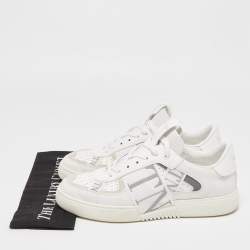 Valentino White Leather Low Top Open Sneakers Size 43