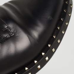 Pre Owned Valentino Black Leather Rockstud Lace Up Derby Size 41