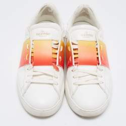 Valentino White Leather Open Low Top Sneakers Size 42.5