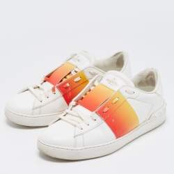 Valentino White Leather Open Low Top Sneakers Size 42.5