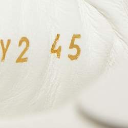 Pre Owned Valentino White/Grey Leather Rockstud Slip On Sneakers Size 45