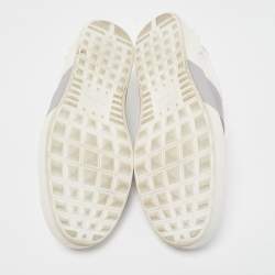 Pre Owned Valentino White/Grey Leather Rockstud Slip On Sneakers Size 45