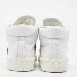 Valentino White/Navy Blue Leather Open High Sneakers Size 43