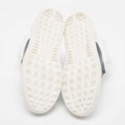 Valentino White/Navy Blue Leather Open High Sneakers Size 43