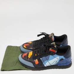 Valentino Multicolor Camo Print Canvas and Leather Rockrunner Sneakers Size 41