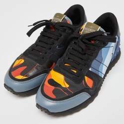 Valentino Multicolor Camo Print Canvas and Leather Rockrunner Sneakers Size 41