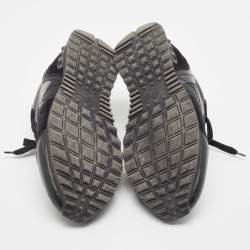 Pre Owned Valentino Black/Metallic Leather and Suede Rockrunner Sneakers Size 43