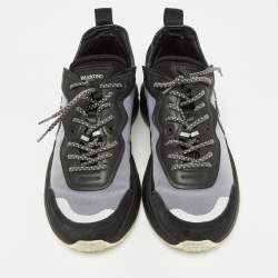 Valentino Black/Grey Leather,Suede and Mesh Bounce Low Top Sneakers Size 39
