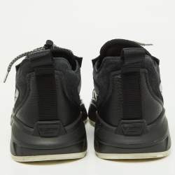 Valentino Black/Grey Leather,Suede and Mesh Bounce Low Top Sneakers Size 39