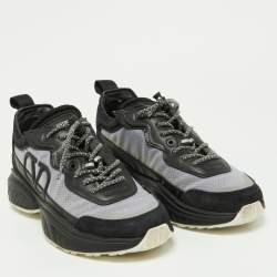 Valentino Black/Grey Leather,Suede and Mesh Bounce Low Top Sneakers Size 39