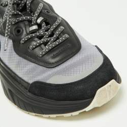 Valentino Black/Grey Leather,Suede and Mesh Bounce Low Top Sneakers Size 39