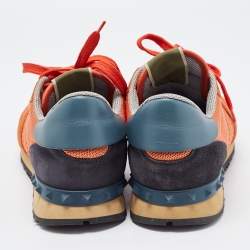 Valentino Orange Leather and Mesh Rockrunner Sneakers Size 41