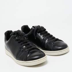 Pre Owned Valentino Black Leather VLogo Low Top Sneakers Size 42.5 