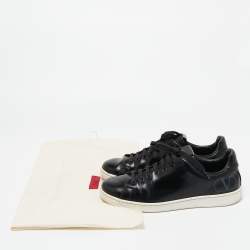 Pre Owned Valentino Black Leather VLogo Low Top Sneakers Size 42.5 