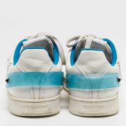Valentino White/Blue Leather Backnet Sneakers Size 41