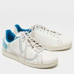 Valentino White/Blue Leather Backnet Sneakers Size 41