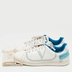 Valentino White/Blue Leather Backnet Sneakers Size 41