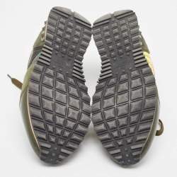 Pre Owned Valentino Multicolor Camo Print Leather and Suede Rockrunner Sneakers Size 41