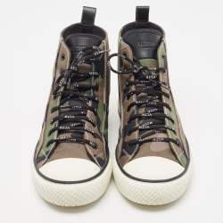 Pre Owned Valentino Green Camouflage Canvas Giggies High Top Sneakers Size 43